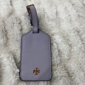 Tory Burch Lavender Luggage Tag with Gold Emblem
